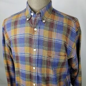 SIEGFRIED- Mens Medium Plaid Long Sleeve Button Down Shirt- 34” Length